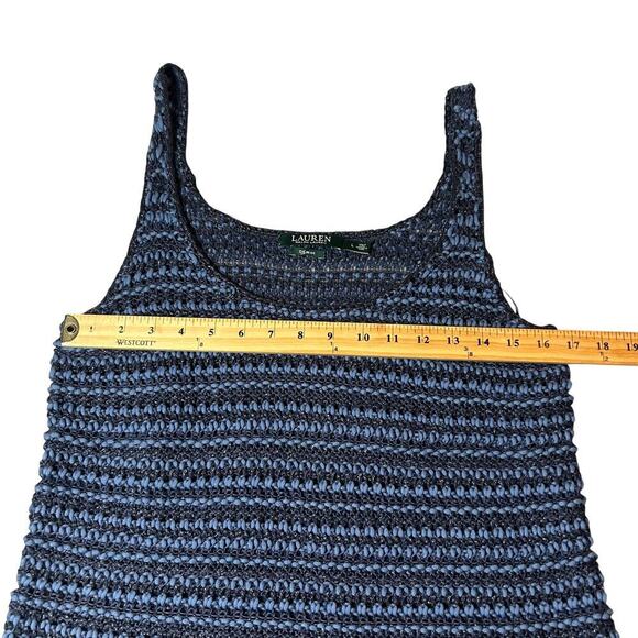 Lauren Ralph Lauren Top Womens L Blue Linen Blend Crochet‎ Sleeveless Pullover - Picture 4 of 7